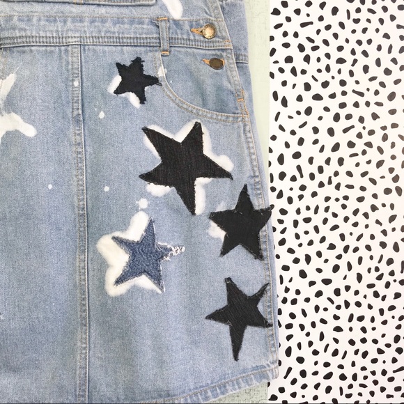SOLD Denim Star Patchwork Overall Dress Pinafore - Picture 4 of 8